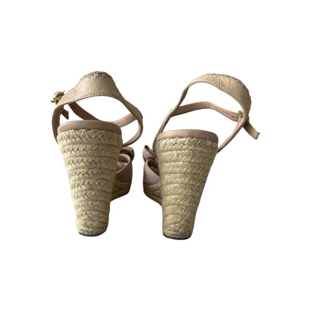 Kate Spade New York Tianna Bow Espadrille Wedge Sandals Biscotti Suede Size 8.5 - Picture 6 of 9